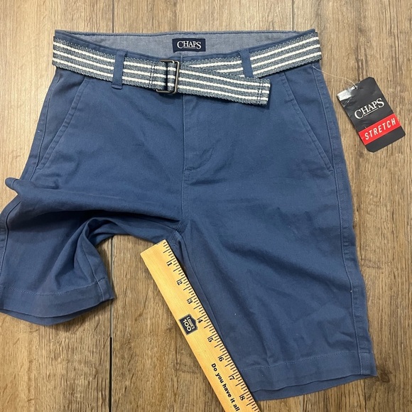 Chaps Boys Shorts Sz 10 Blue With Belt Stretch Twill Flat Front Pockets NWT $36 - Picture 3 of 10